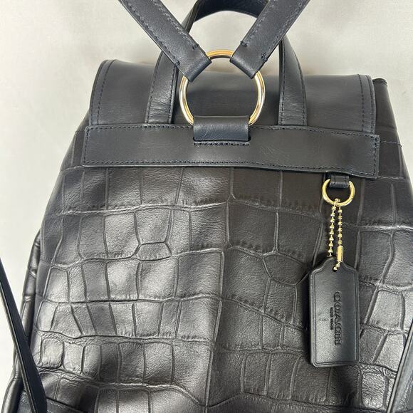 Coach Turnlock Rucksack Backpack Midnight Navy Blue Gator Print Bag Purse main image 5